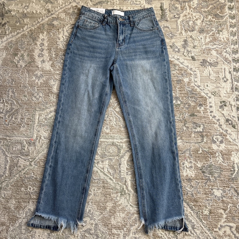 Vervet Jeans Womens 25 Norah High Rise Straight Distressed Raw Hem NWT